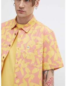 Βαμβακερό πουκάμισο Quiksilver ανδρικό, χρώμα: πορτοκαλί