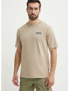 Βαμβακερό μπλουζάκι New Balance ανδρικό, χρώμα: μπεζ, MT41588SOT