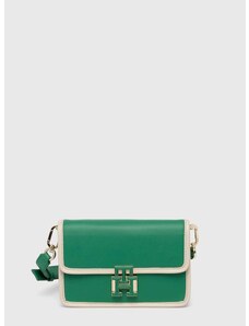 Δερμάτινη τσάντα Tommy Hilfiger χρώμα: πράσινο, AW0AW16202