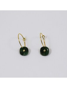 jewels4u Σκουλαρίκια με πέτρα πράσινου αχάτη και μικρό αστέρι - JWLS11900