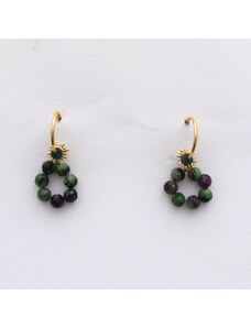 jewels4u Κρεμαστά σκουλαρίκια με πέτρες αφρικάνικου τιρκουαζ - JWLS11906