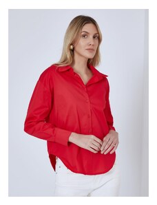 Celestino Μονόχρωμο πουκάμισο με βαμβάκι κοκκινο για Γυναίκα