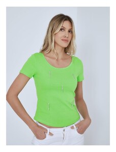 Celestino Μπλούζα με strass και φιόγκο πρασινο ανοιχτο για Γυναίκα