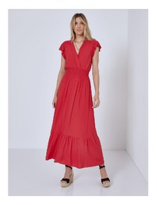 Celestino Μονόχρωμο φόρεμα με βολάν κοκκινο για Γυναίκα