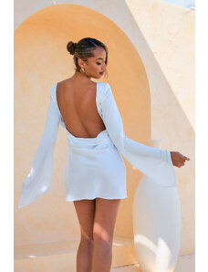 Joy Fashion House Ti amo μίνι φόρεμα με όψη σατέν λευκό