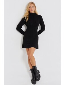 Cool & Sexy Women's Black Mini Knitwear Dress