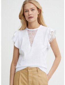 Βαμβακερό μπλουζάκι Liu Jo γυναικεία, χρώμα: άσπρο