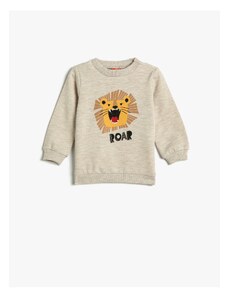 Koton Lion Printed Sweatshirt Long Sleeved Crew Neck Sharding
