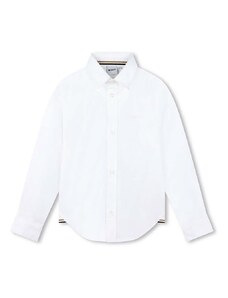 Παιδικό βαμβακερό πουκάμισο BOSS χρώμα: άσπρο