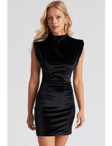 Cool & Sexy Γυναικείο Μαύρο Βελούδινο Μίνι Φόρεμα GC144