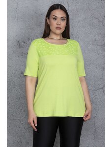 Şans Women's Plus Size Green Robe and Lace Blouse