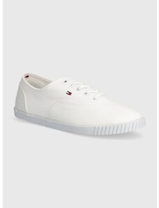 Πάνινα παπούτσια Tommy Hilfiger CANVAS LACE UP SNEAKER χρώμα: άσπρο, FW0FW07805