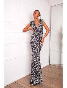 Joy Fashion House Kyson μάξι φόρεμα εξώπλατο zebra