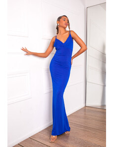 Joy Fashion House Delany μακρύ φόρεμα με ανοιχτή πλάτη μπλε ρουά