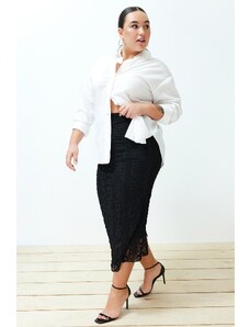 Trendyol Curve Black Lace Midi Knitted Skirt