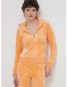 Βελούδινη μπλούζα Juicy Couture χρώμα: πορτοκαλί, με κουκούλα