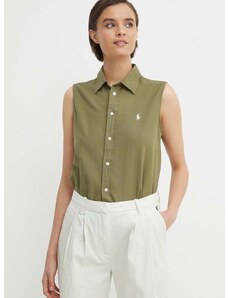 Βαμβακερό πουκάμισο Polo Ralph Lauren χρώμα: πράσινο, 211906512
