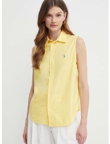 Βαμβακερό πουκάμισο Polo Ralph Lauren χρώμα: κίτρινο, 211906512