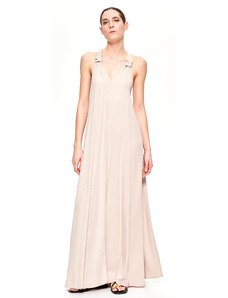 Lumina Fashion Γυναικείο viscose μακρύ φόρεμα - τιράντες σε σχήμα Χ στην πλάτη - φαρδιά γραμμή
