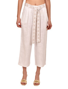 AGGEL KNITWEAR Aggel Relaxed Fit Belted Trousers-Ivory