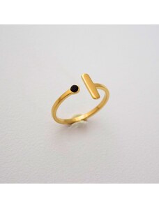 jewels4u Λεπτό δαχτυλίδι με μαύρο ζιργκον - JWLS11917