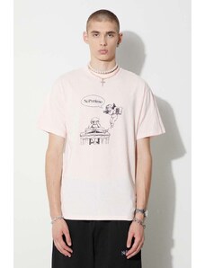 Βαμβακερό μπλουζάκι Aries χρώμα: ροζ