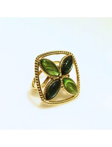 jewels4u Δαχτυλίδι λουλούδι με πράσινα ζιρκον - JWLS11950