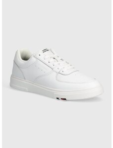 Δερμάτινα αθλητικά παπούτσια Tommy Hilfiger MODERN CUP CORPORATE LTH χρώμα: άσπρο, FM0FM04941