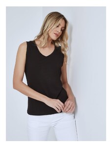 Celestino Αμάνικη μπλούζα με βαμβάκι μαυρο για Γυναίκα