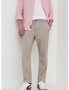 Παντελόνι με λινό μείγμα Hollister Co. χρώμα: μπεζ
