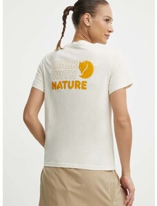 Μπλουζάκι Fjallraven Walk With Nature χρώμα: μπεζ, F14600171
