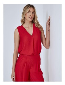 Celestino Αμάνικη μπλούζα με πιέτα κοκκινο για Γυναίκα