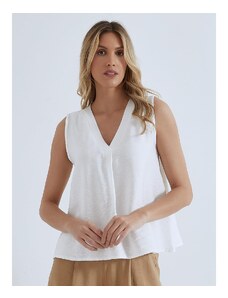 Celestino Αμάνικη μπλούζα με πιέτα λευκο για Γυναίκα