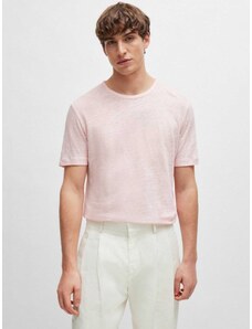 Boss T-shirt Tiburt 456 κανονική γραμμή ροζ λινό