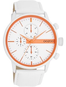 OOZOO Timepieces - C11314, White case with White Leather Strap