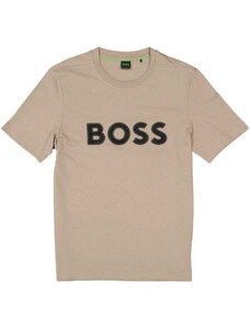Boss T-shirt Tee 1 κανονική γραμμή μπεζ βαμβακερό