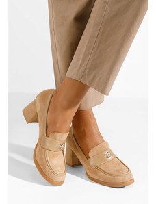 Zapatos Loafers γυναικεια με τακουνι Jonsia V2 χακι