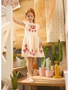DPAM Παιδικό Φόρεμα για Κορίτσια Ecru Flowers - ΕΚΡΟΥ