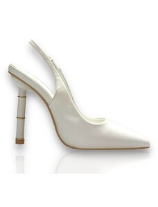 Famous Shoes Γυναικείες λευκές εξώφτερνες γόβες
