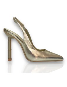 Famous Shoes Γυναικείες χρυσές εξώφτερνες γόβες