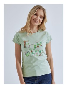 Celestino T-shirt με μεταλλιζέ λεπτομέρειες και strass φυστικι για Γυναίκα