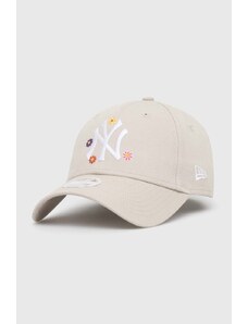 Βαμβακερό καπέλο του μπέιζμπολ New Era χρώμα: μπεζ, NEW YORK YANKEES
