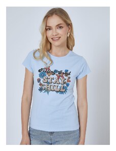 Celestino T-shirt με μεταλλιζέ λογότυπο stay chill γαλαζιο για Γυναίκα