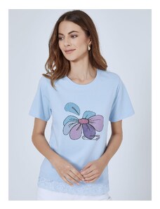 Celestino T-shirt με στάμπα λουλούδι γαλαζιο για Γυναίκα