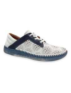 Boxer 98390 10-016 Λευκό Μπλε Δερμάτινα Γυναικεία Παπούτσια