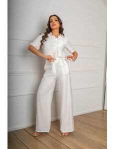 Joy Fashion House Gary σετ πουκάμισο-παντελόνα λευκό