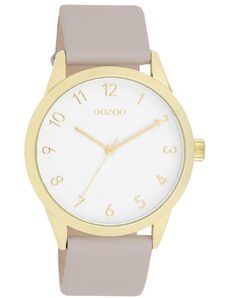 OOZOO Timepieces - C11327, Gold case with Grey-Beige Leather Strap
