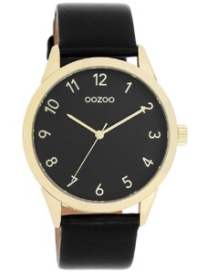 OOZOO Timepieces - C11329, Gold case with Black Leather Strap