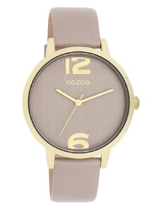 OOZOO Timepieces - C11342, Gold case with Grey-Beige Leather Strap