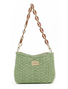 Verde Ψάθινη Γυναικεία Τσάντα Ώμου 48-0243 Πράσινο